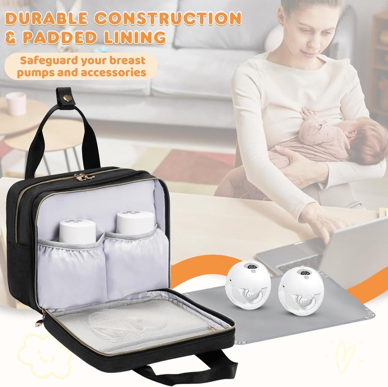 Coinarin Wearable Breast Pump Travel Bag - Breastmilk Cooler Bag, Portable Pumping Carrying Case Compatible with Momcozy, Elvie, Willow, Medela Wearable Pumps - Includes Waterproof Mat - Image 5